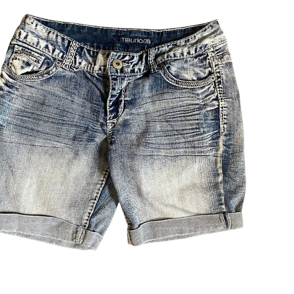 Maurice's Denim Jorts Size 5/6 Distressed and Double Stitched